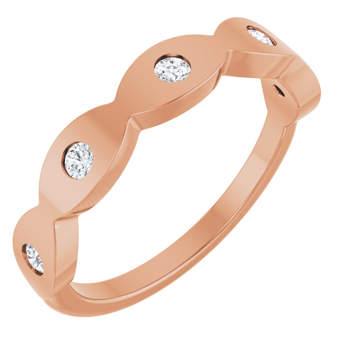 Round diamond anniversary band, 2 mm stone design, product rendering