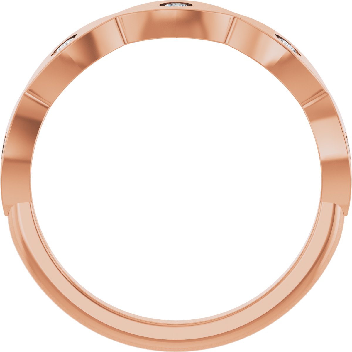 Round diamond anniversary band, 2 mm stone design, product rendering