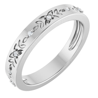 Round diamond anniversary band, 1 mm stone design, product rendering