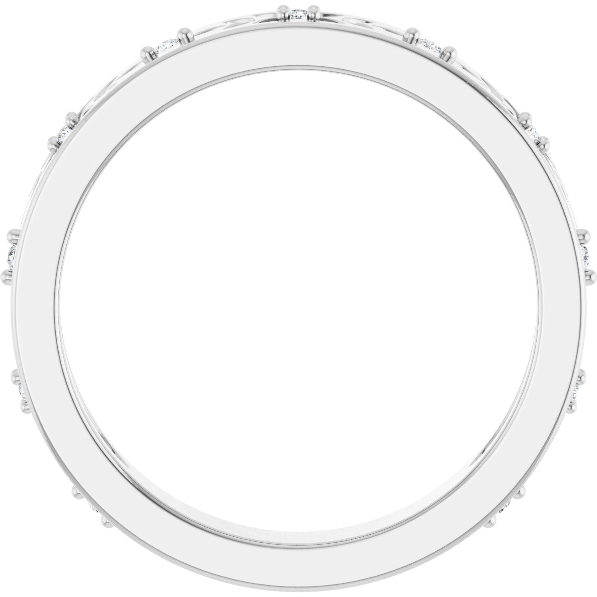 Round diamond anniversary band, 1 mm stone design, product rendering