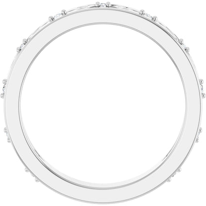 Round diamond anniversary band, 1 mm stone design, product rendering