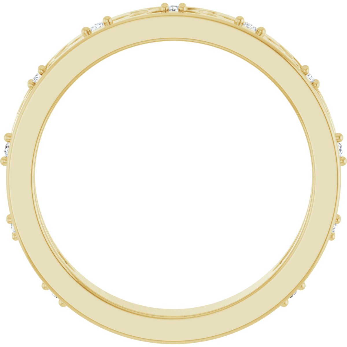 Round diamond anniversary band, 1 mm stone design, product rendering