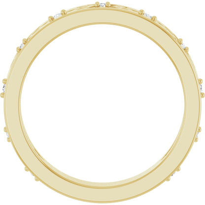 Round diamond anniversary band, 1 mm stone design, product rendering