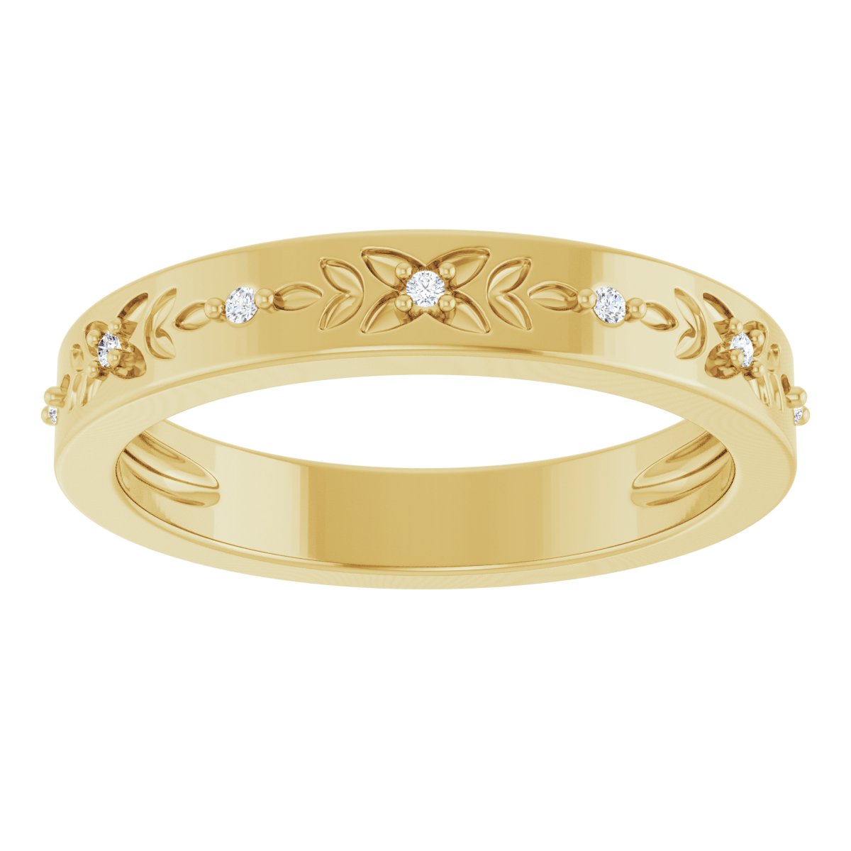 Round diamond anniversary band, 1 mm stone design, product rendering