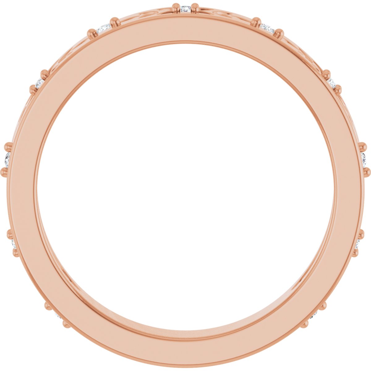 Round diamond anniversary band, 1 mm stone design, product rendering