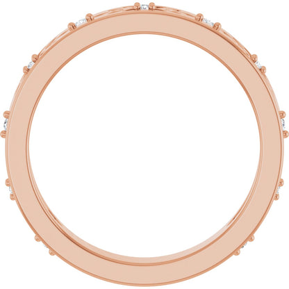 Round diamond anniversary band, 1 mm stone design, product rendering