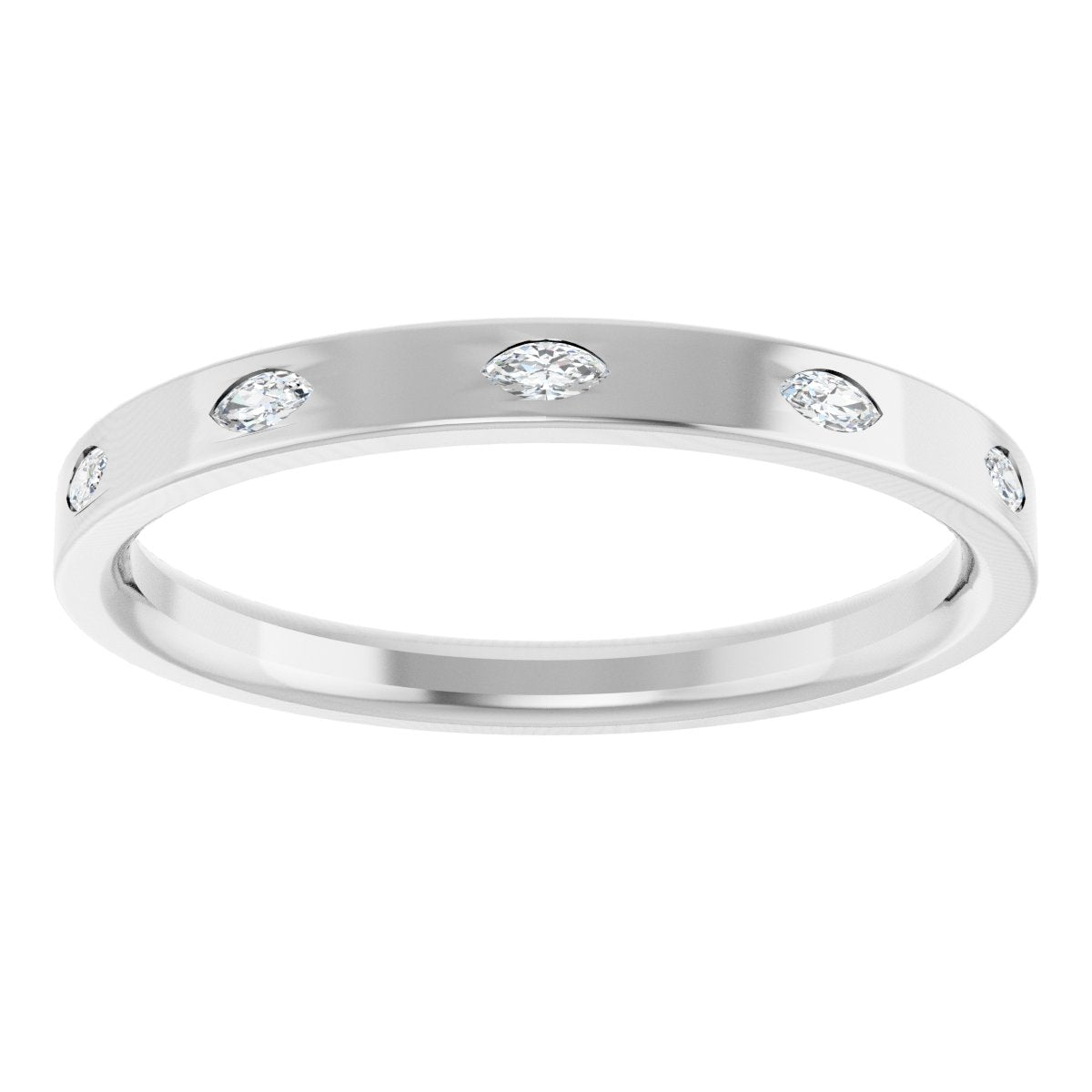 Marquise diamond anniversary band, 2.5 X 1.25 mm stone design, product rendering
