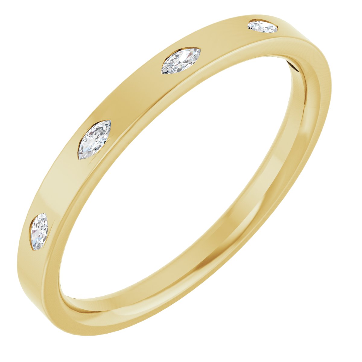 Marquise diamond anniversary band, 2.5 X 1.25 mm stone design, product rendering