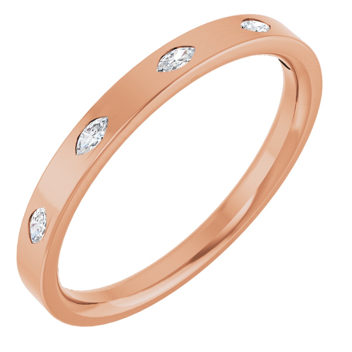 Marquise diamond anniversary band, 2.5 X 1.25 mm stone design, product rendering