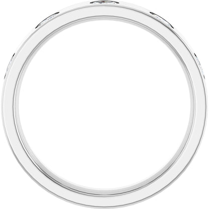 Oval diamond anniversary band, 3 X 2.3 mm stone design, product rendering