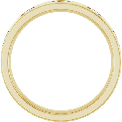 Oval diamond anniversary band, 3 X 2.3 mm stone design, product rendering
