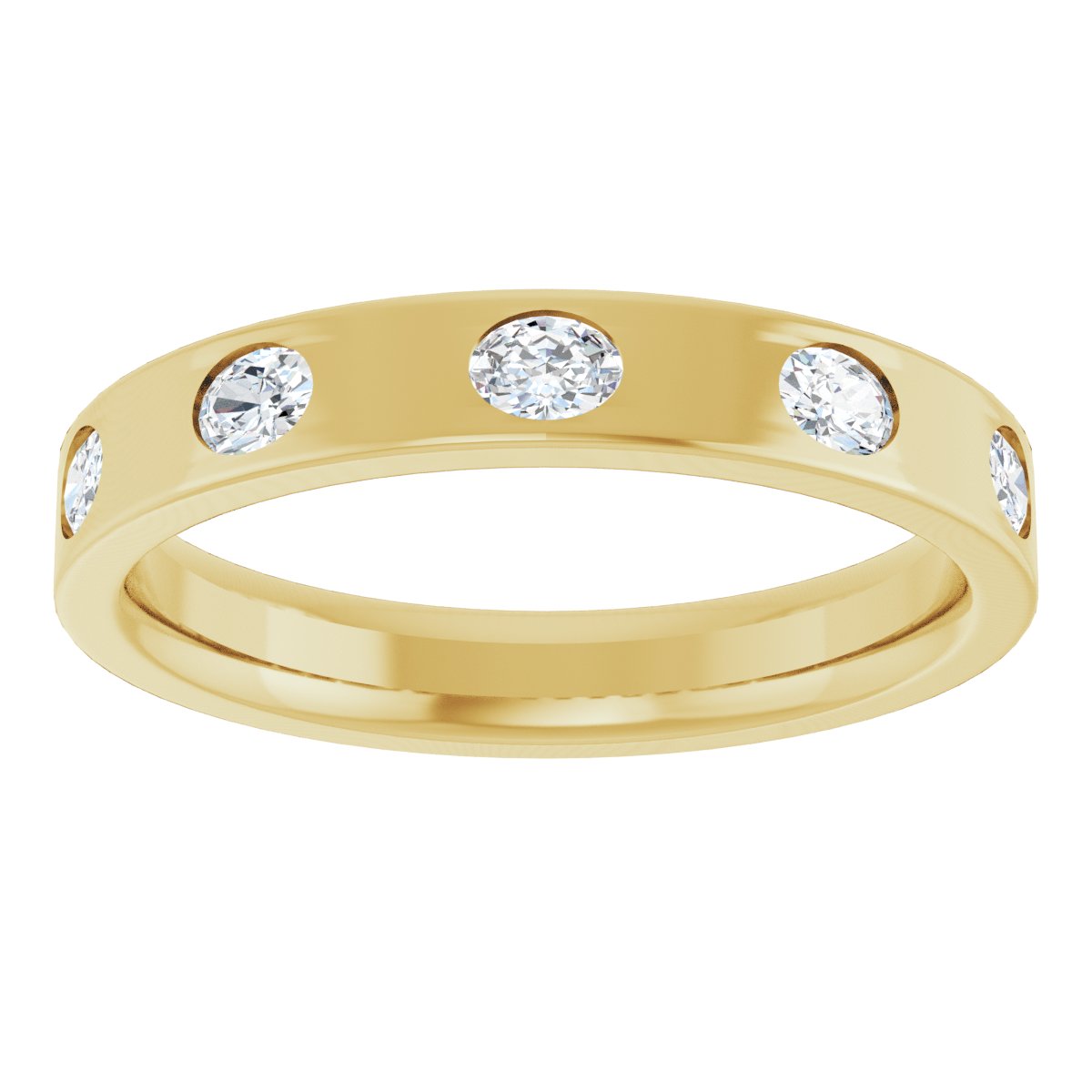 Oval diamond anniversary band, 3 X 2.3 mm stone design, product rendering
