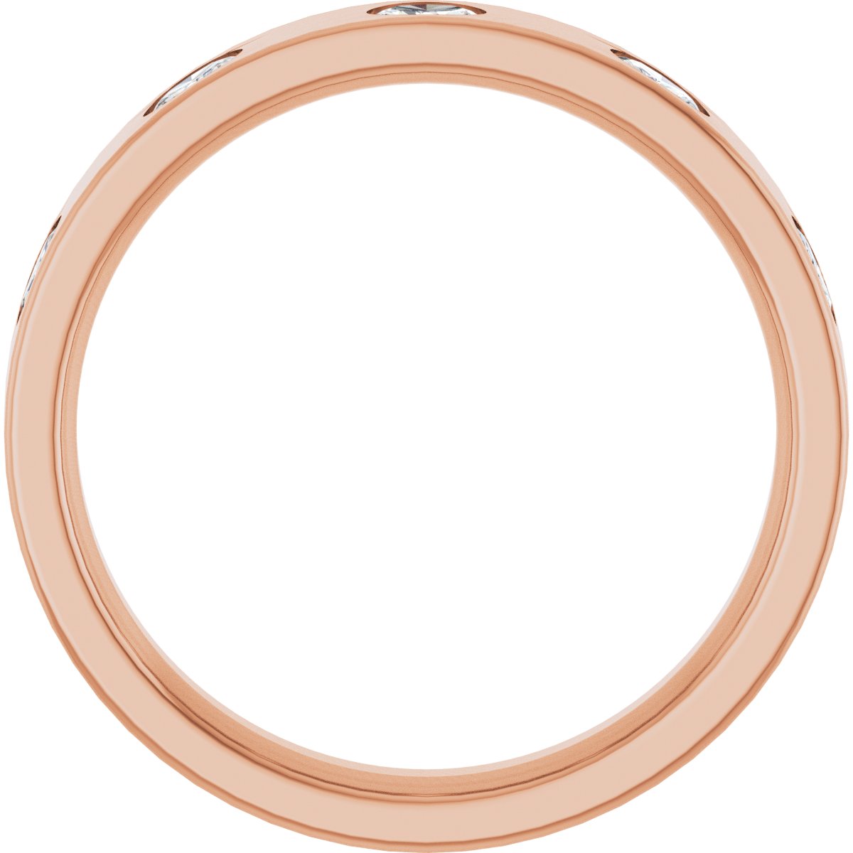 Oval diamond anniversary band, 3 X 2.3 mm stone design, product rendering