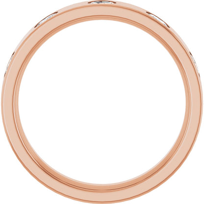 Oval diamond anniversary band, 3 X 2.3 mm stone design, product rendering