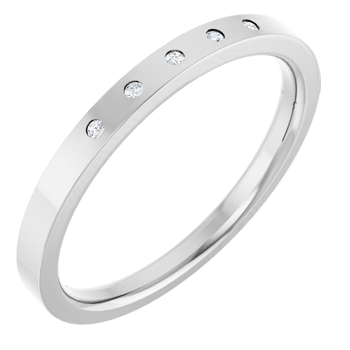 Round diamond anniversary band, 1 mm stone design, product rendering