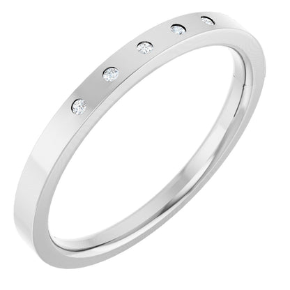 Round diamond anniversary band, 1 mm stone design, product rendering