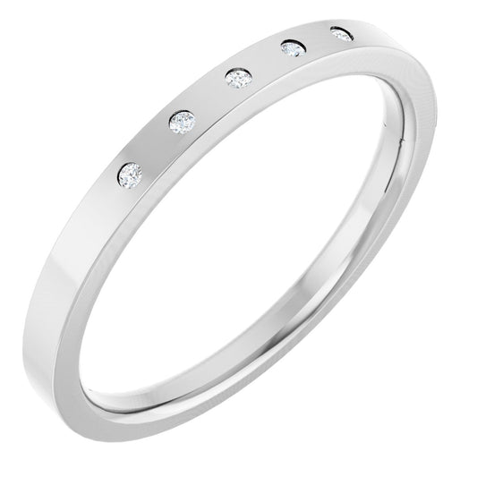 Round diamond anniversary band, 1 mm stone design, product rendering