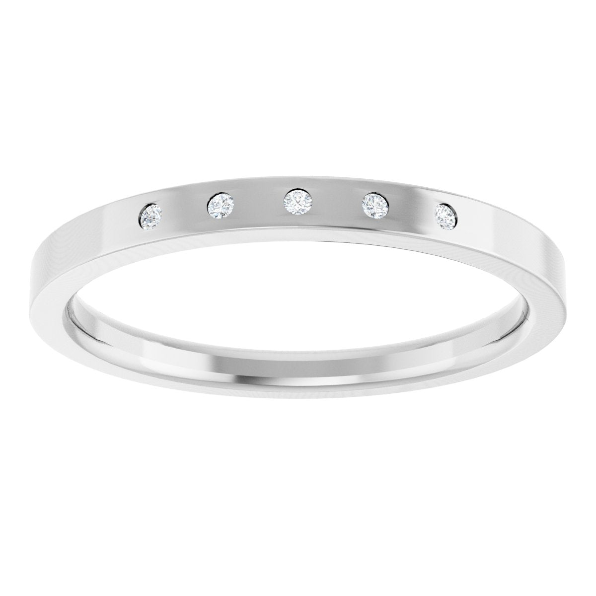 Round diamond anniversary band, 1 mm stone design, product rendering