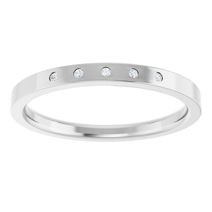 Round diamond anniversary band, 1 mm stone design, product rendering