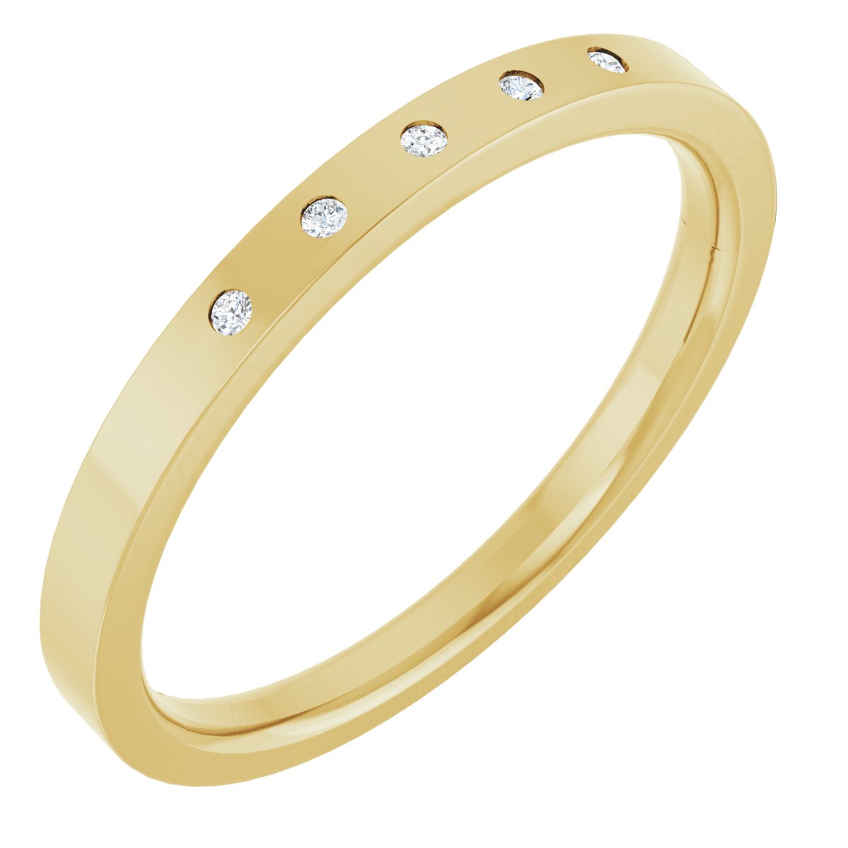 Round diamond anniversary band, 1 mm stone design, product rendering