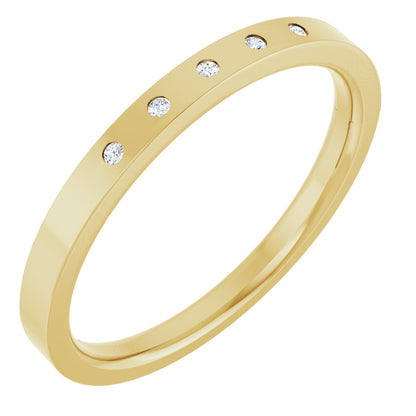 Round diamond anniversary band, 1 mm stone design, product rendering
