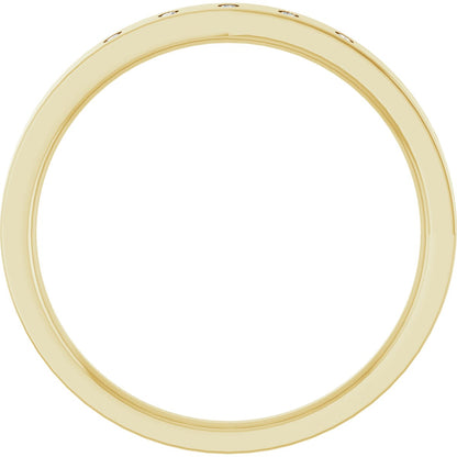 Round diamond anniversary band, 1 mm stone design, product rendering