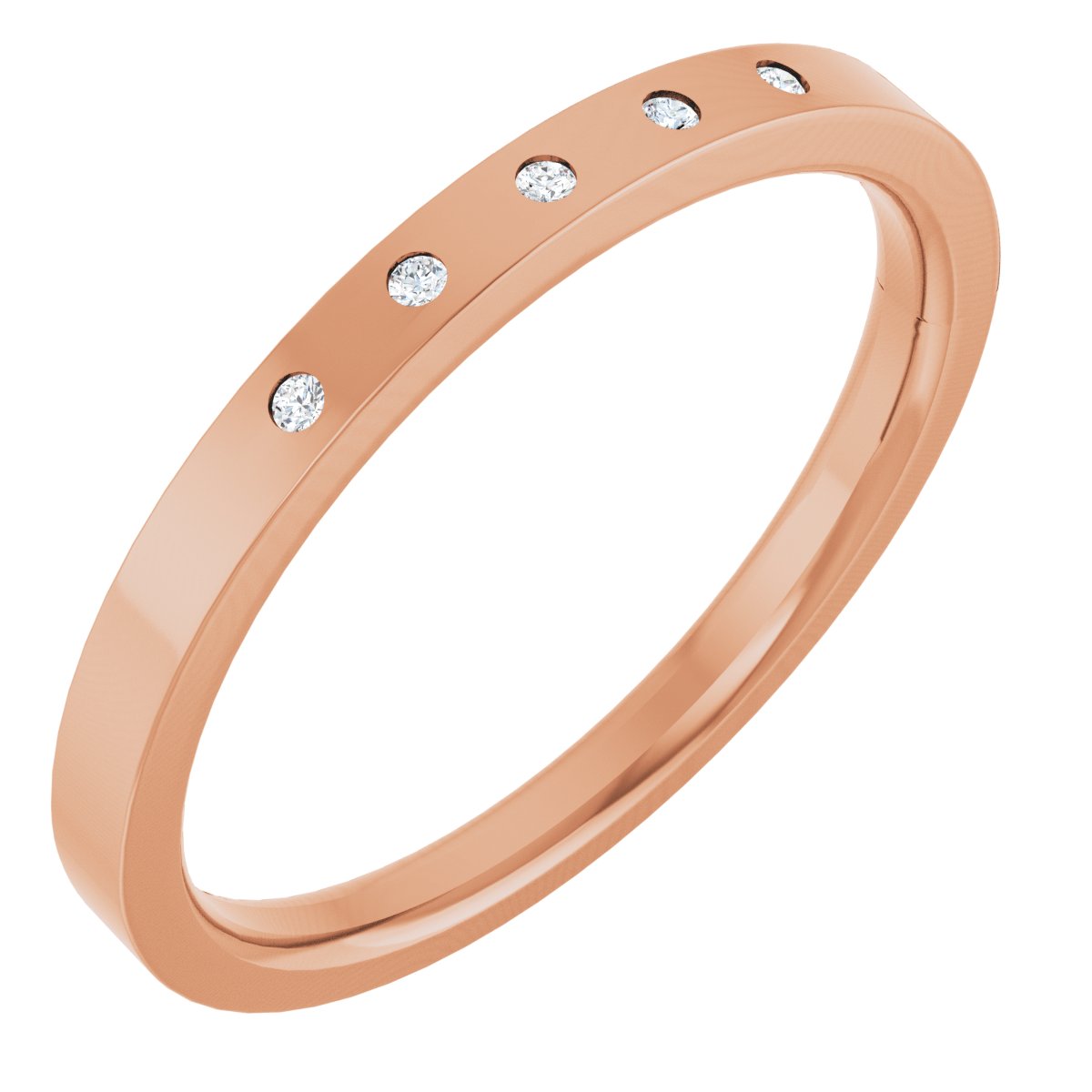 Round diamond anniversary band, 1 mm stone design, product rendering