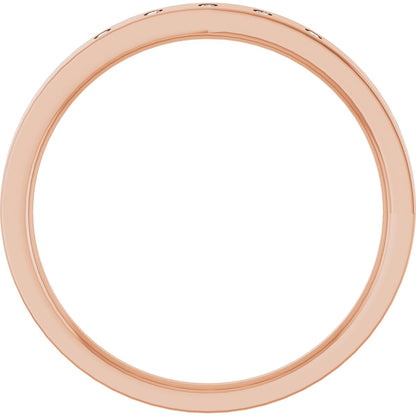 Round diamond anniversary band, 1 mm stone design, product rendering