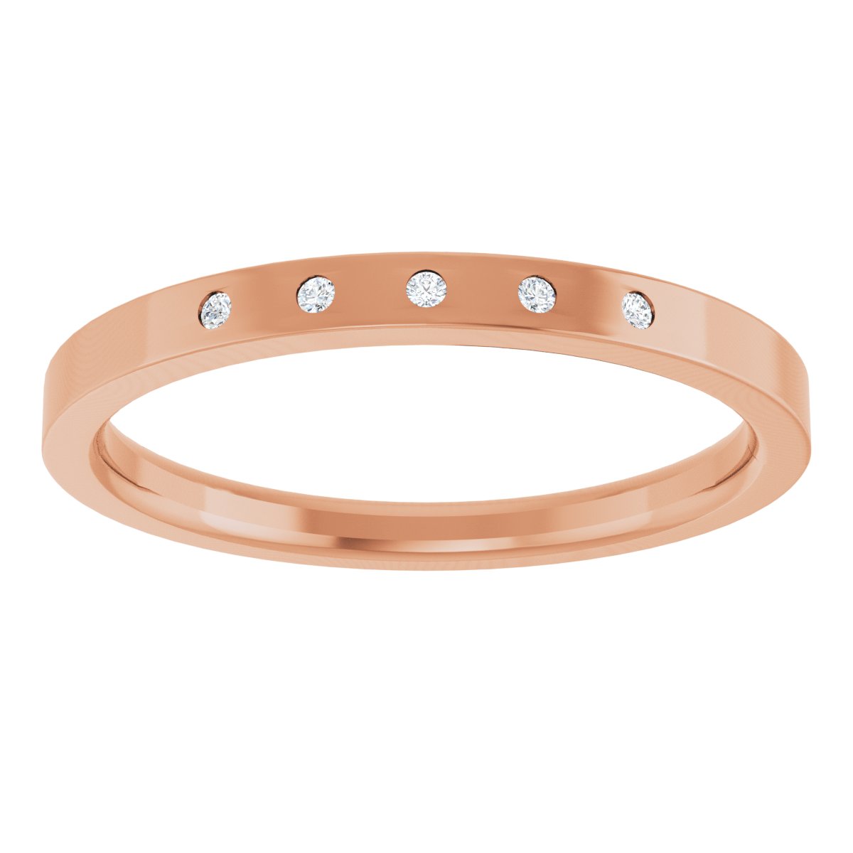 Round diamond anniversary band, 1 mm stone design, product rendering