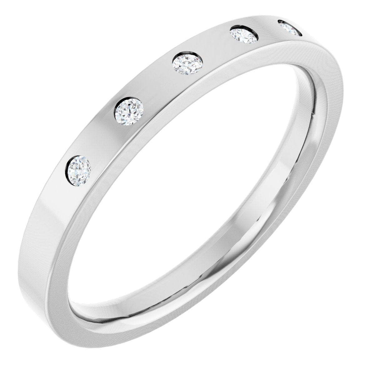 Round diamond anniversary band, 1.5 mm stone design, product rendering