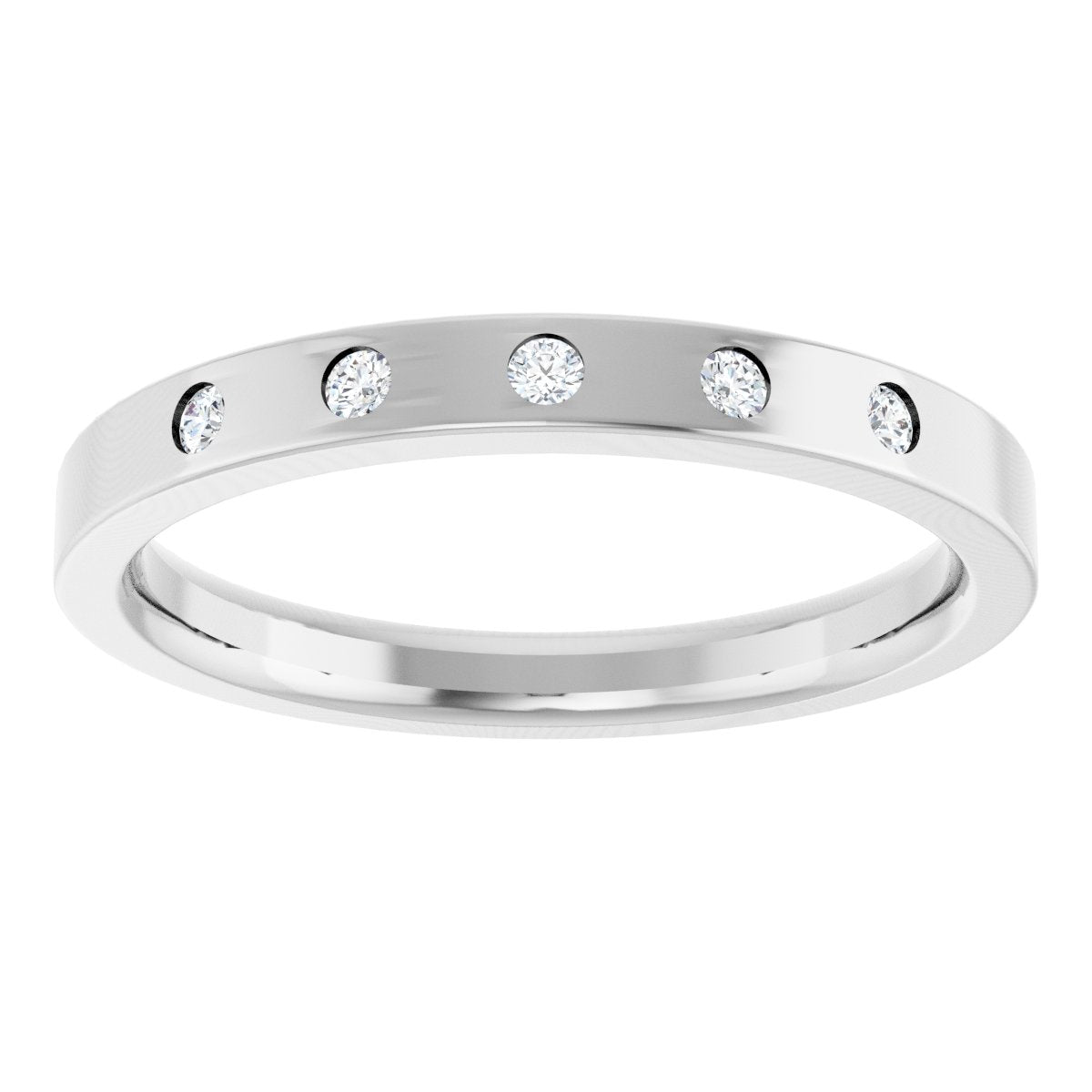 Round diamond anniversary band, 1.5 mm stone design, product rendering