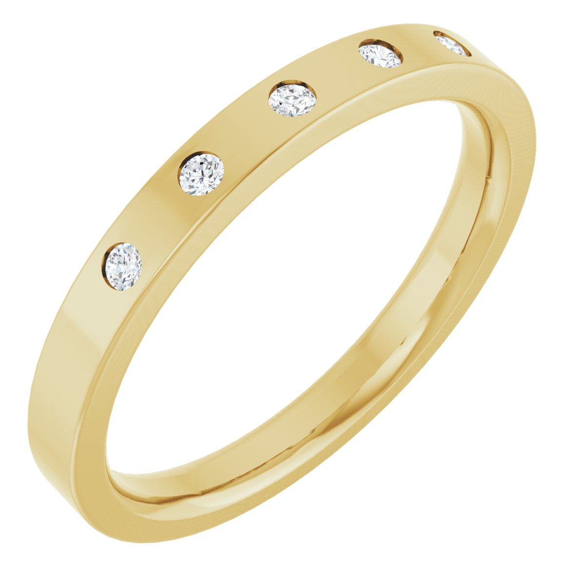 Round diamond anniversary band, 1.5 mm stone design, product rendering