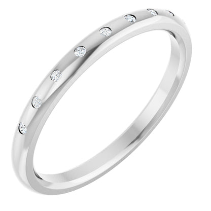 Round diamond anniversary band, 1 mm stone design, product rendering