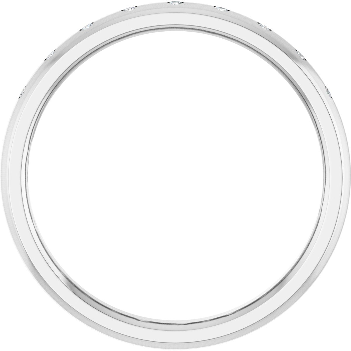 Round diamond anniversary band, 1 mm stone design, product rendering