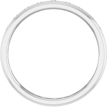 Round diamond anniversary band, 1 mm stone design, product rendering