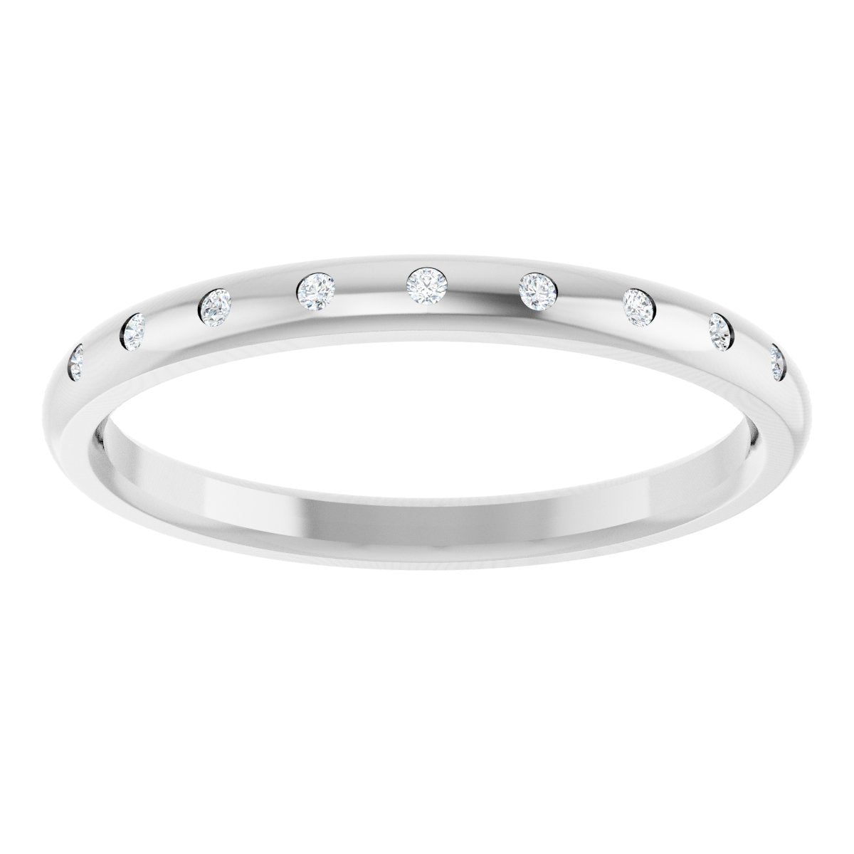 Round diamond anniversary band, 1 mm stone design, product rendering