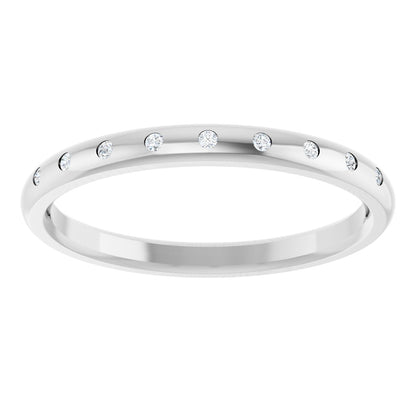 Round diamond anniversary band, 1 mm stone design, product rendering