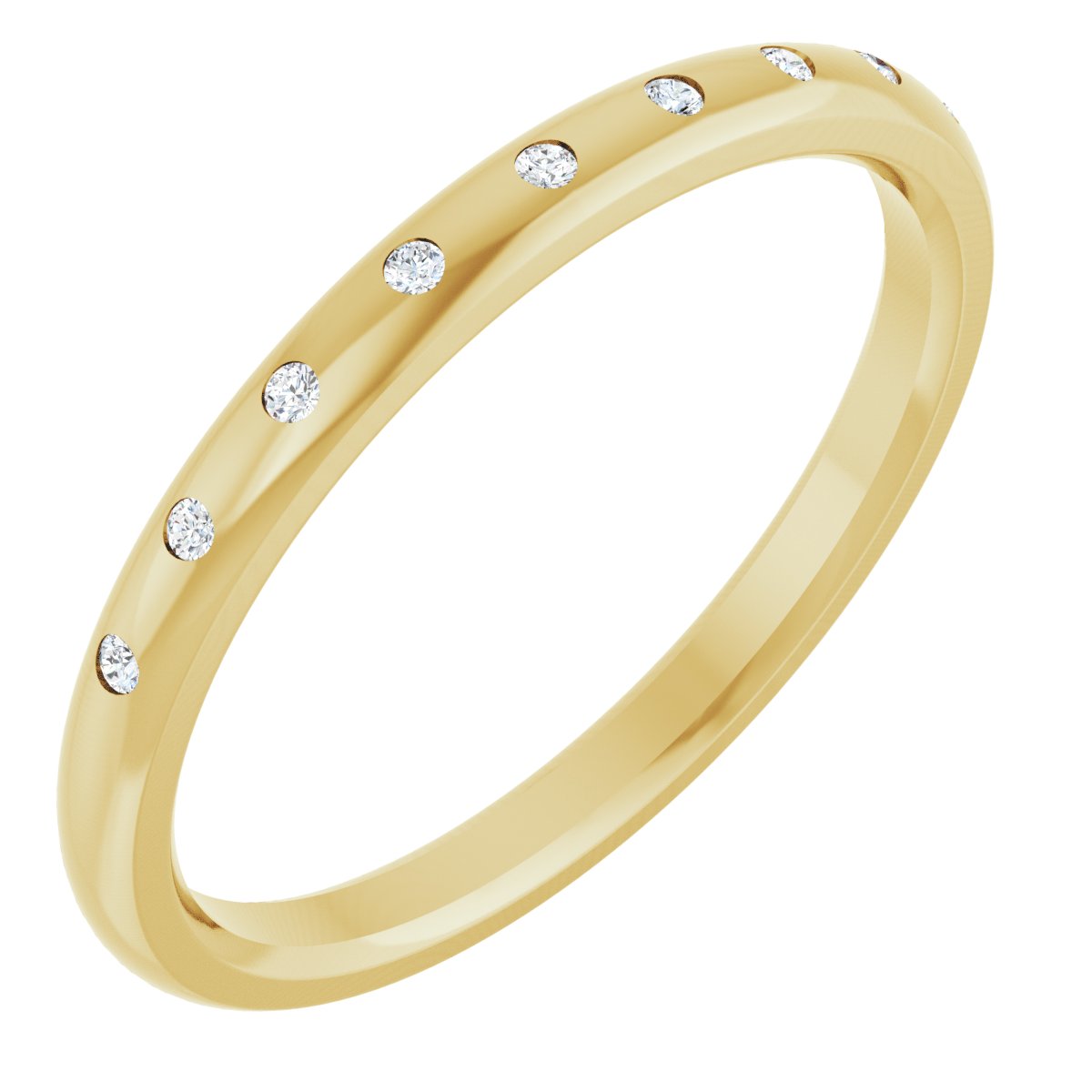 Round diamond anniversary band, 1 mm stone design, product rendering