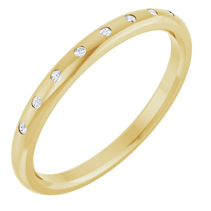 Round diamond anniversary band, 1 mm stone design, product rendering