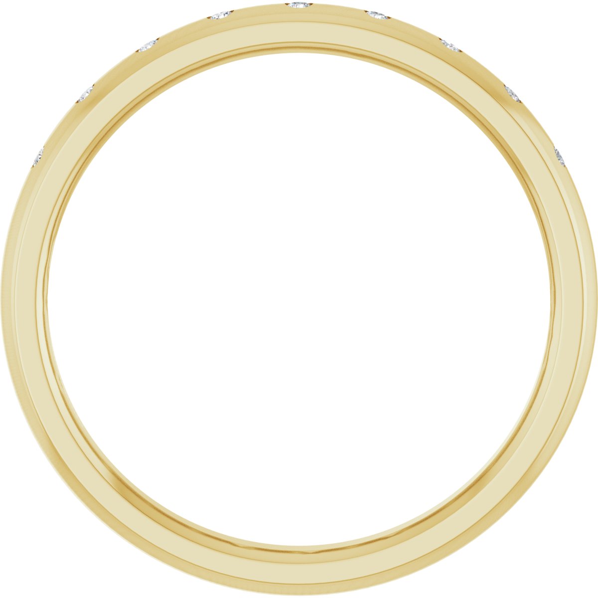Round diamond anniversary band, 1 mm stone design, product rendering