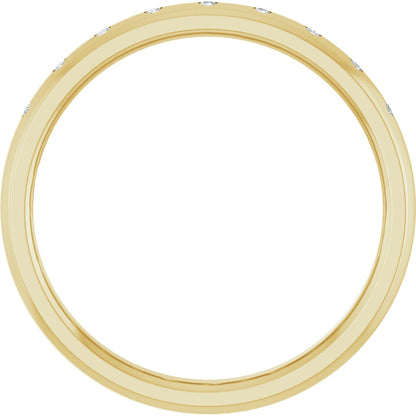 Round diamond anniversary band, 1 mm stone design, product rendering