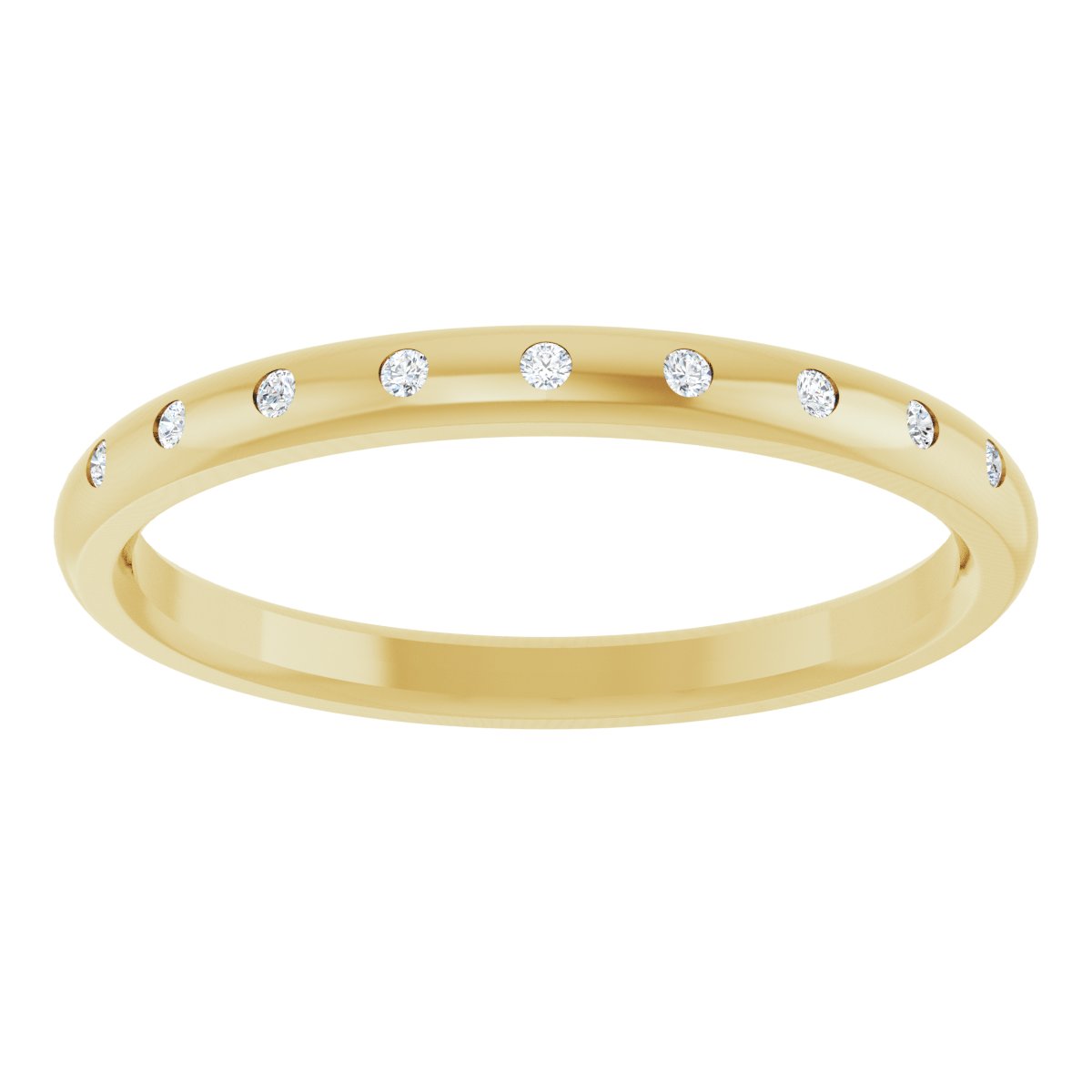 Round diamond anniversary band, 1 mm stone design, product rendering