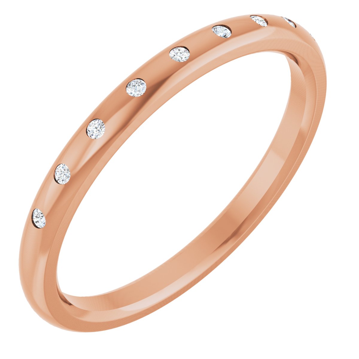Round diamond anniversary band, 1 mm stone design, product rendering