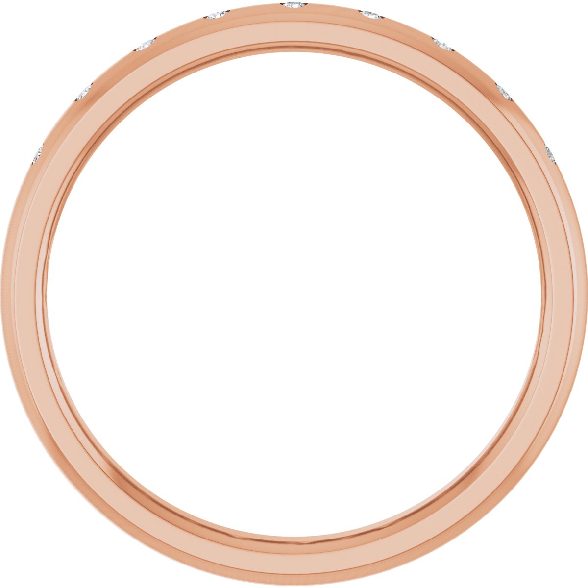 Round diamond anniversary band, 1 mm stone design, product rendering