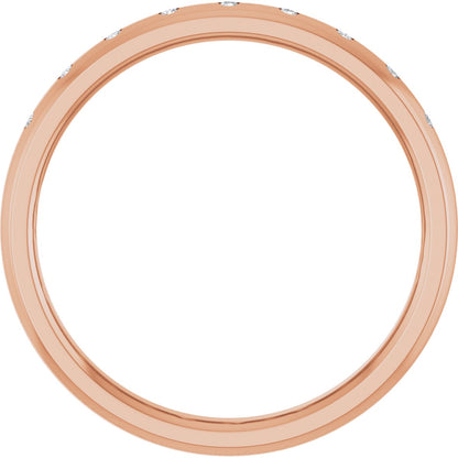 Round diamond anniversary band, 1 mm stone design, product rendering