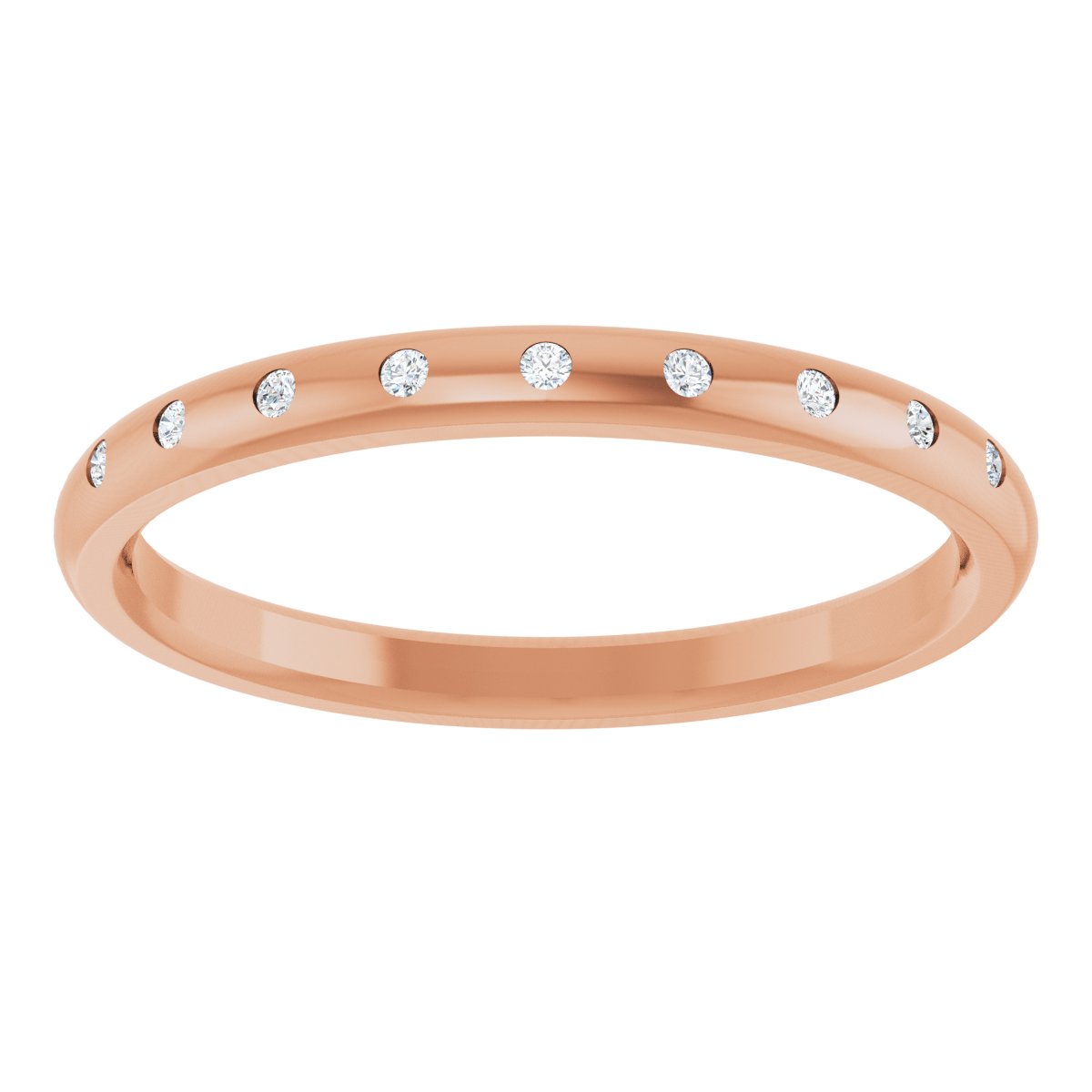 Round diamond anniversary band, 1 mm stone design, product rendering