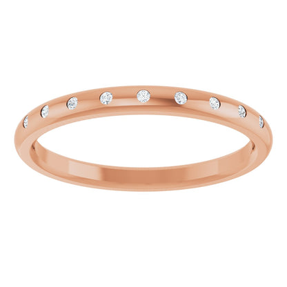 Round diamond anniversary band, 1 mm stone design, product rendering
