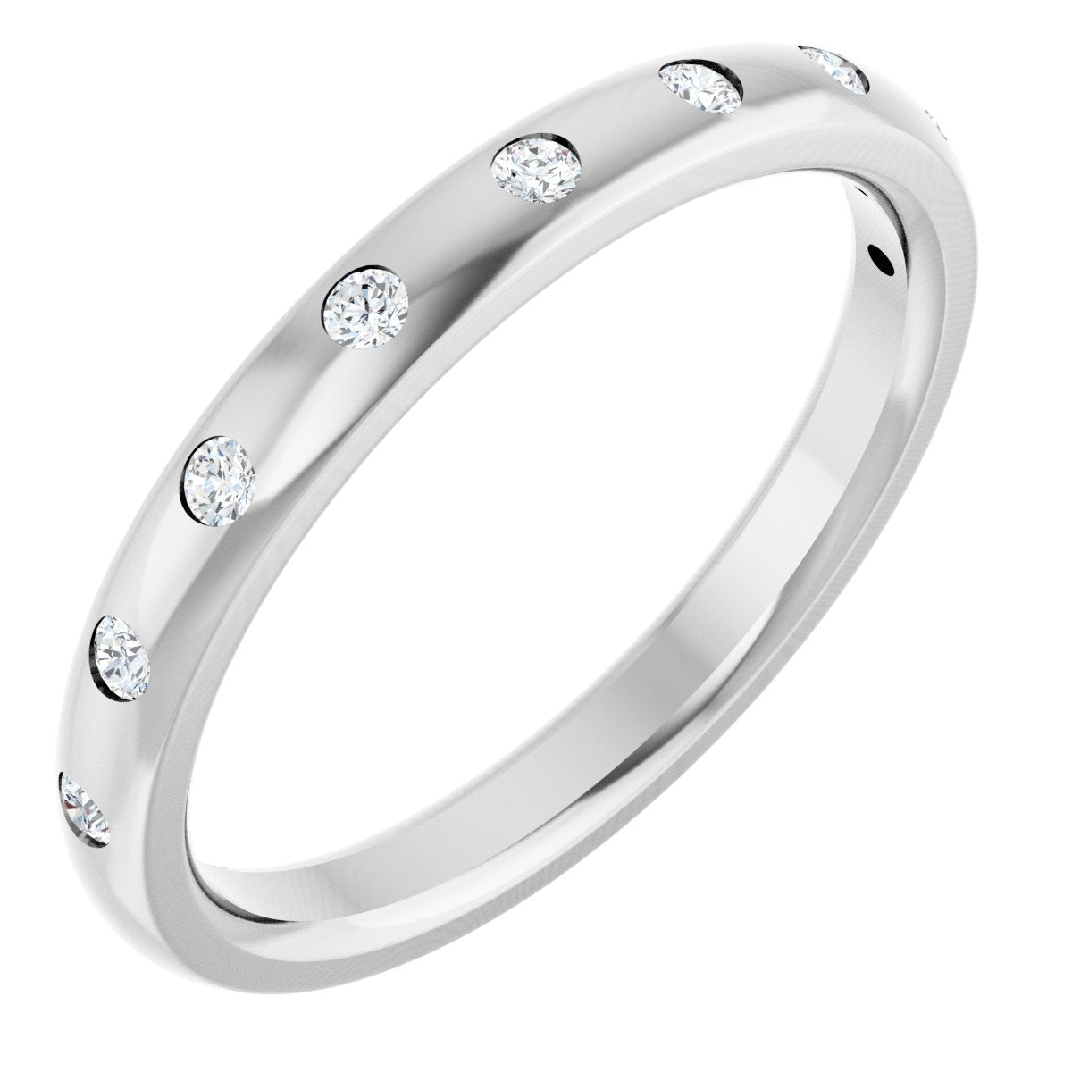 Round diamond anniversary band, 1.5 mm stone design, product rendering