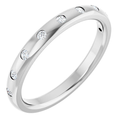 Round diamond anniversary band, 1.5 mm stone design, product rendering