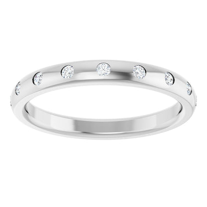 Round diamond anniversary band, 1.5 mm stone design, product rendering